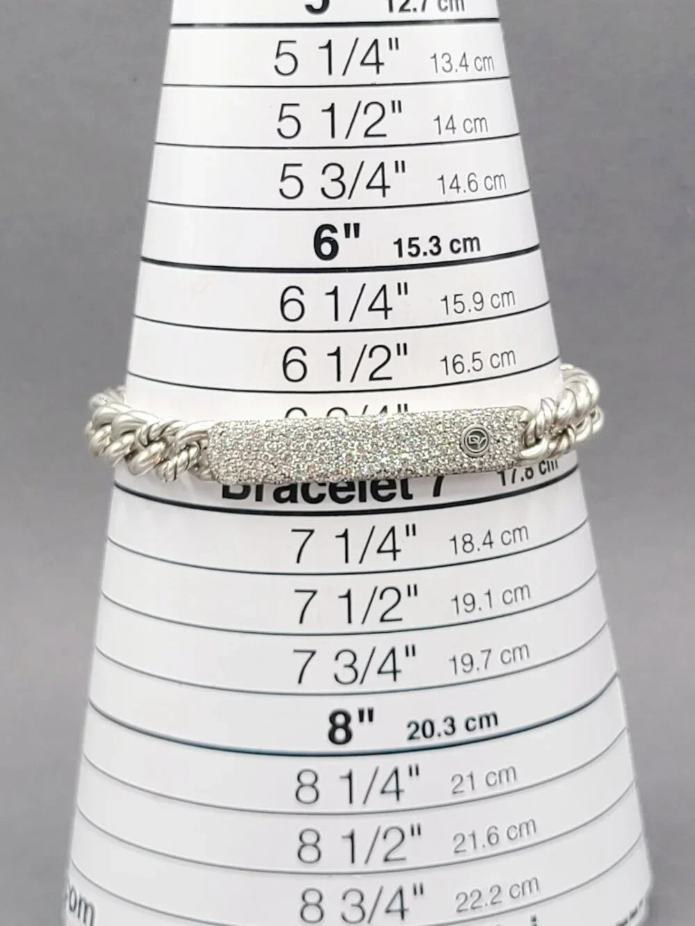 David Yurman Belmont Curb Link ID Bracelet w/ Pavé White Diamonds - Size Large